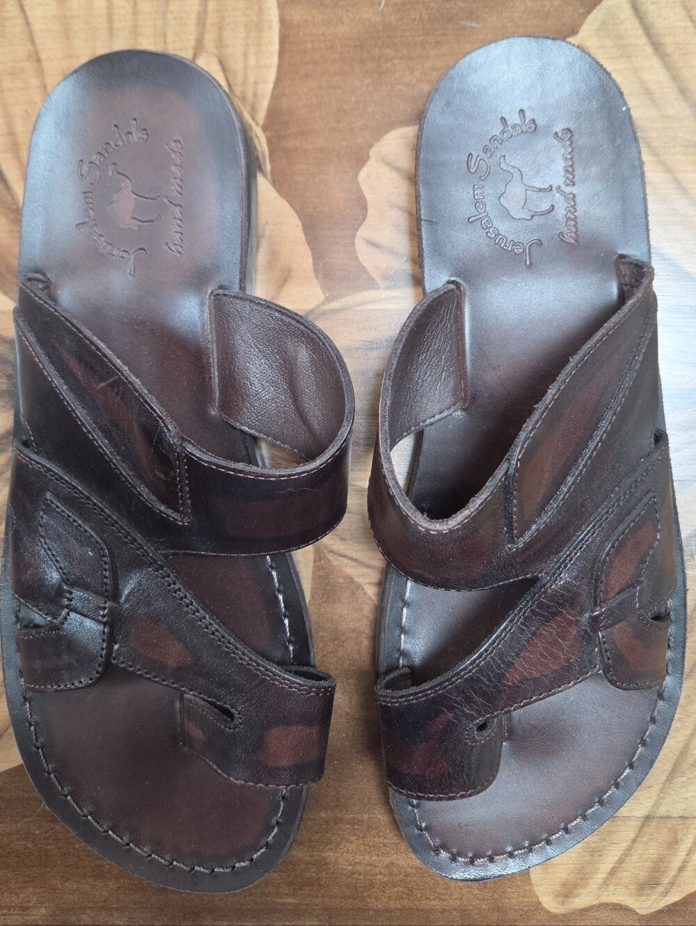 Men's Brown Leather Jerusalem Sandals Size 12
